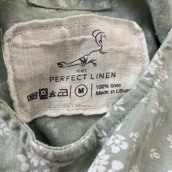 Lalibela Not Perfect Linen Floral Dress Light Green Medium - Picture 13 of 13